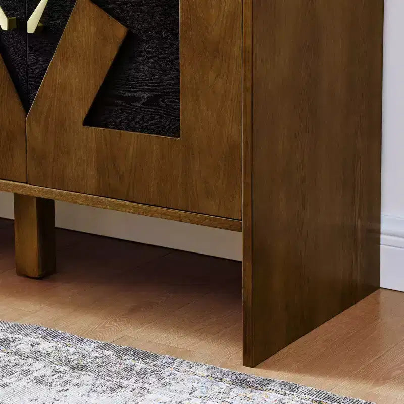Credenza moderna con vani, mobile buffet scanalato con motivo geometrico e ripiani regolabili per ingresso/cucina/sala da pranzo