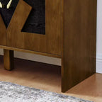 Credenza moderna con vani, mobile buffet scanalato con motivo geometrico e ripiani regolabili per ingresso/cucina/sala da pranzo