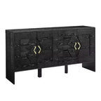 Credenza moderna con vani, mobile buffet scanalato con motivo geometrico e ripiani regolabili per ingresso/cucina/sala da pranzo