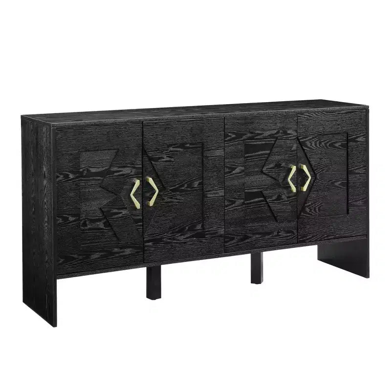 Credenza moderna con vani, mobile buffet scanalato con motivo geometrico e ripiani regolabili per ingresso/cucina/sala da pranzo