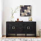 Okak Modern Buffet Cabinet with Storage,Fluted Sideboard with Geometric Pattern & Adjustable Shelves for Entryway/Kitchen/Dining Room