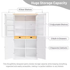 Mobile credenza alto moderno da 181 cm autoportante per sala da pranzo con ante e ripiani interni, 2 ripiani regolabili e 8 mensole sulle ante per cucina e soggiorno