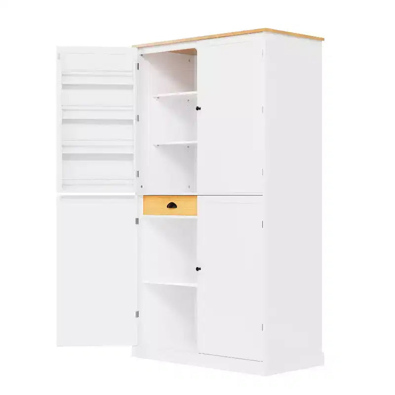 Mobile credenza alto moderno da 181 cm autoportante per sala da pranzo con ante e ripiani interni, 2 ripiani regolabili e 8 mensole sulle ante per cucina e soggiorno