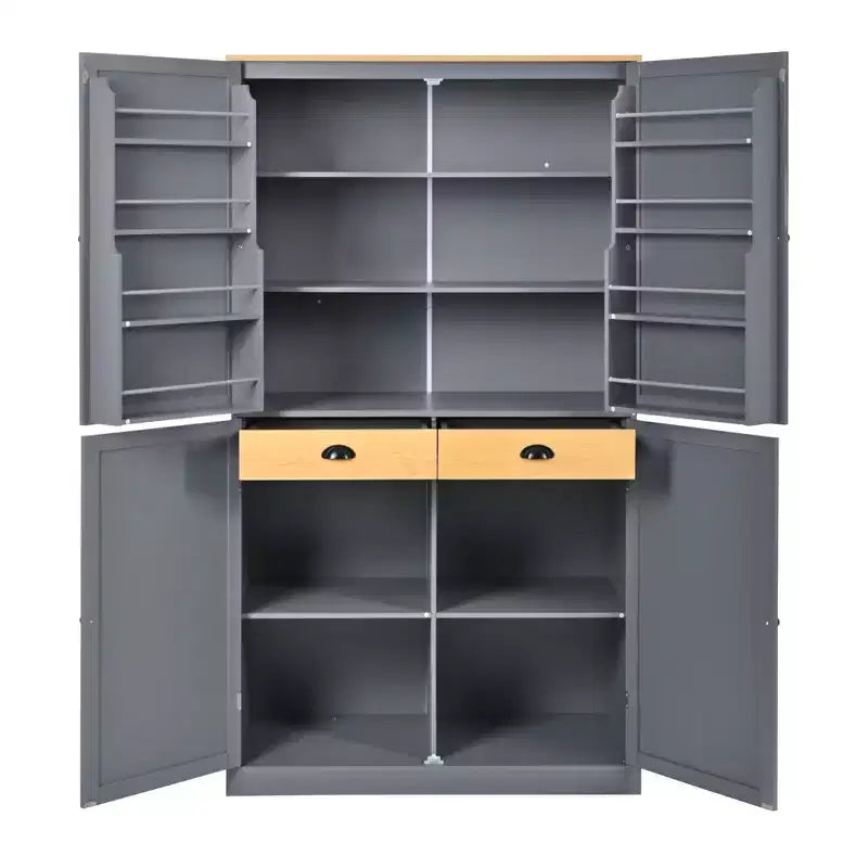 Mobile credenza alto moderno da 181 cm autoportante per sala da pranzo con ante e ripiani interni, 2 ripiani regolabili e 8 mensole sulle ante per cucina e soggiorno