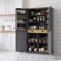 Mobile credenza alto moderno da 181 cm autoportante per sala da pranzo con ante e ripiani interni, 2 ripiani regolabili e 8 mensole sulle ante per cucina e soggiorno