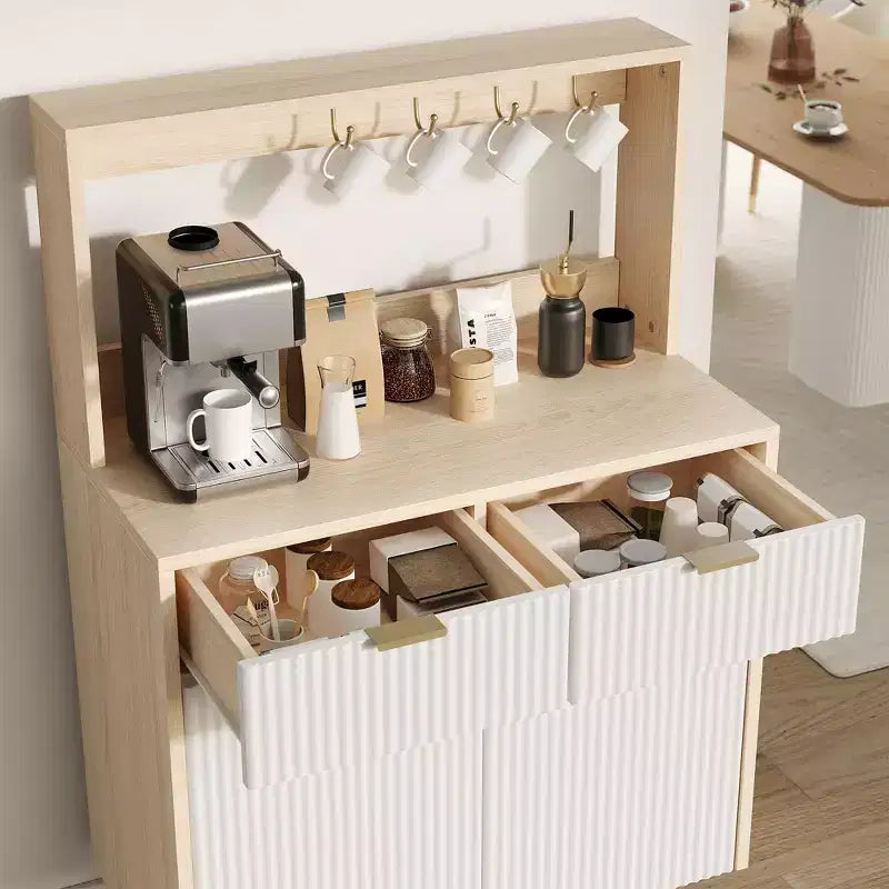 Madia a 2 ante con 2 cassetti, mobile contenitore in legno per sala da pranzo, cucina e soggiorno, mobiletto consolle da caffè