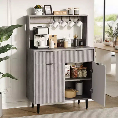 Madia a 2 ante con 2 cassetti, mobile contenitore in legno per sala da pranzo, cucina e soggiorno, mobiletto consolle da caffè