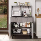 Madia a 2 ante con 2 cassetti, mobile contenitore in legno per sala da pranzo, cucina e soggiorno, mobiletto consolle da caffè