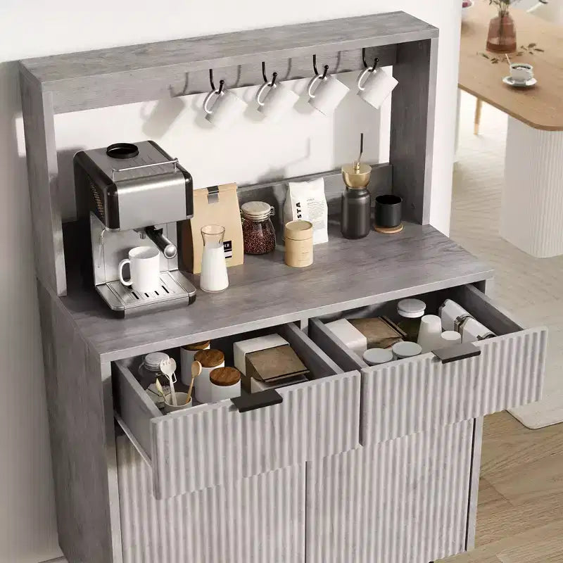 Madia a 2 ante con 2 cassetti, mobile contenitore in legno per sala da pranzo, cucina e soggiorno, mobiletto consolle da caffè