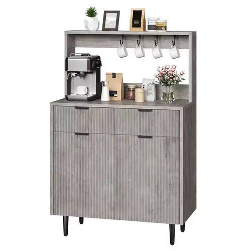 2-Door Sideboard Buffet Cabinet with 2 Drawers, Wood Storage Cabinet for Dining Room, Kitchen, and Living Room, Coffee Bar Console Table