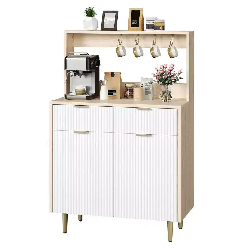 Madia a 2 ante con 2 cassetti, mobile contenitore in legno per sala da pranzo, cucina e soggiorno, mobiletto consolle da caffè
