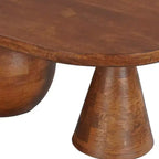 Tavolino da caffè ovale da 38" fatto a mano in legno di mango - Base a sfera e cono rotonda