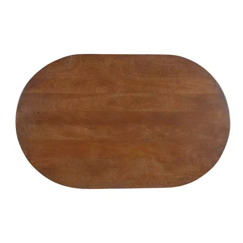 Tavolino da caffè ovale da 38" fatto a mano in legno di mango - Base a sfera e cono rotonda