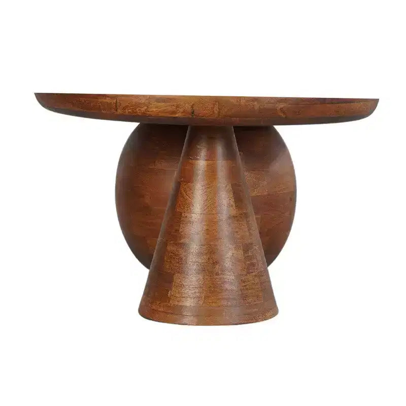 Tavolino da caffè ovale da 38" fatto a mano in legno di mango - Base a sfera e cono rotonda