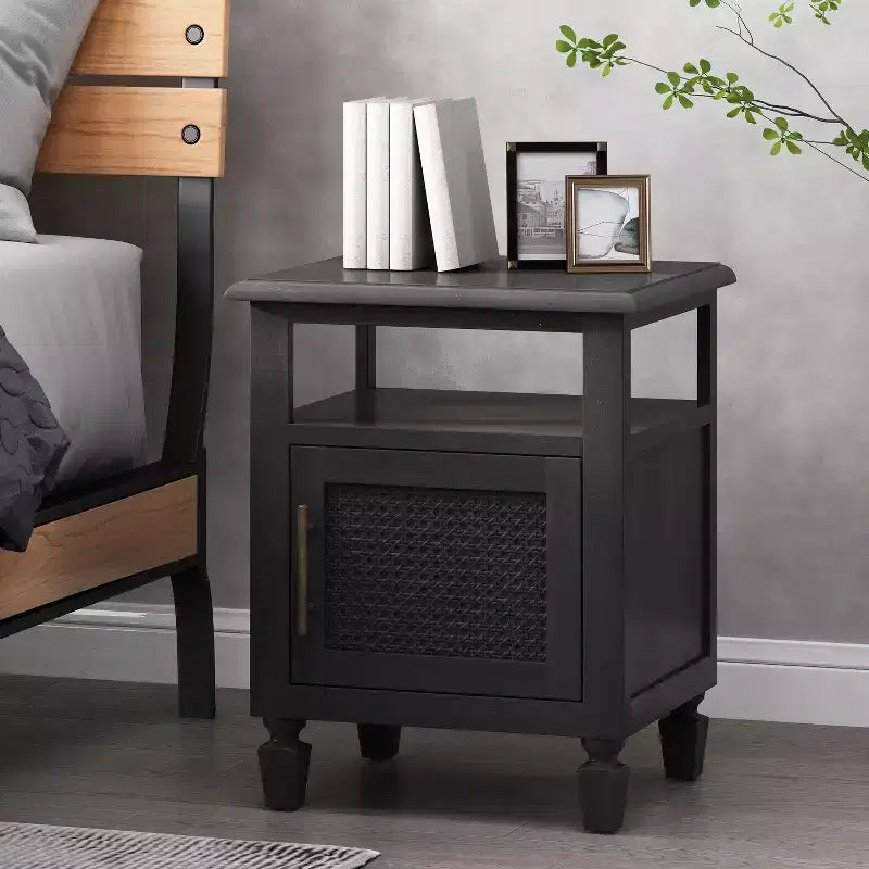 GDFStudio Lempster Rustic Acacia Wood and Cane Nightstand