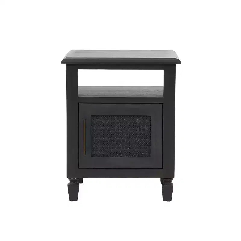 Comodino rustico in legno di acacia e canna