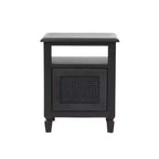 Comodino rustico in legno di acacia e canna