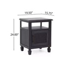Comodino rustico in legno di acacia e canna