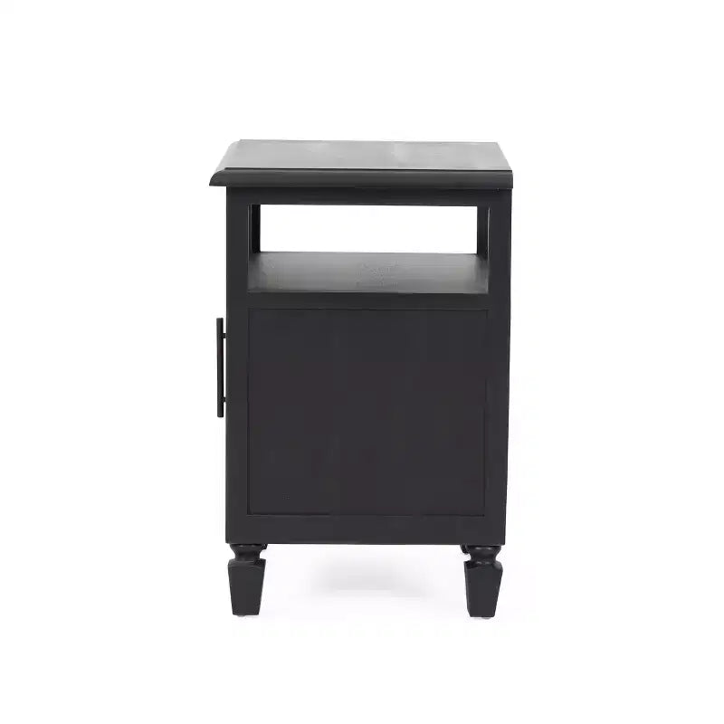 Comodino rustico in legno di acacia e canna