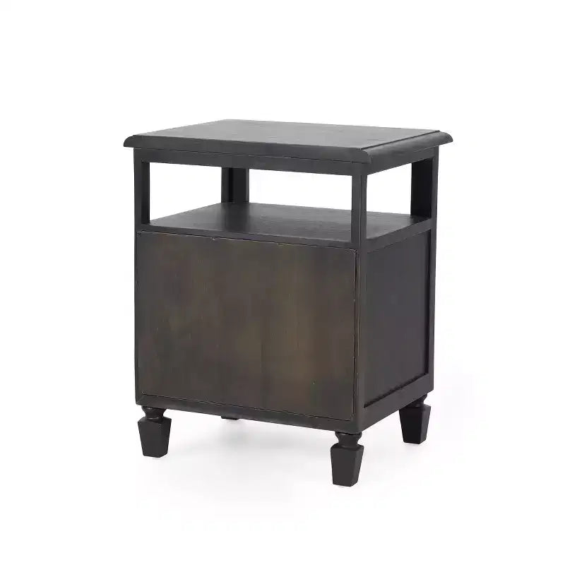 Comodino rustico in legno di acacia e canna