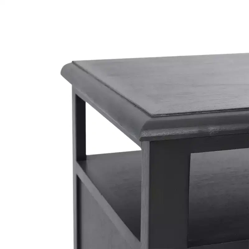Comodino rustico in legno di acacia e canna