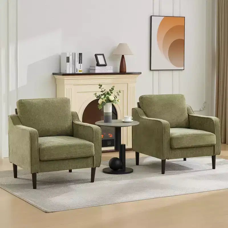 Poltrona singola Mid-Century, Poltrona moderna in tessuto di lino con braccioli a cucchiaio, Poltrona da lettura con schienale alto