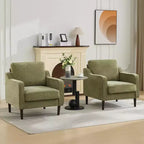Poltrona singola Mid-Century, Poltrona moderna in tessuto di lino con braccioli a cucchiaio, Poltrona da lettura con schienale alto
