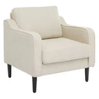 GustoWave Mid-Century Single Sofa Armchair, Modern Linen Fabric Armchair, Comfy Accent Chairs with Scooped Arms, Reading Chair High Back