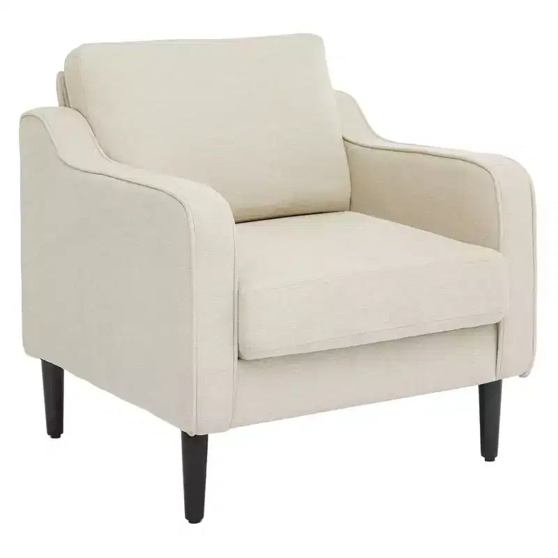 GustoWave Mid-Century Single Sofa Armchair, Modern Linen Fabric Armchair, Comfy Accent Chairs with Scooped Arms, Reading Chair High Back