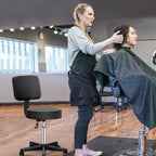 Sgabello con rotelle regolabile con sollevamento idraulico, per massaggi, spa, salone di bellezza, con schienale