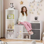 Libreria per bambini, Scaffale per bambini da 44,1 con morbido cuscino e seduta, Contenitore per giocattoli per bambini, Armadietto per bambini