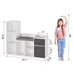 Libreria per bambini, Scaffale per bambini da 44,1 con morbido cuscino e seduta, Contenitore per giocattoli per bambini, Armadietto per bambini