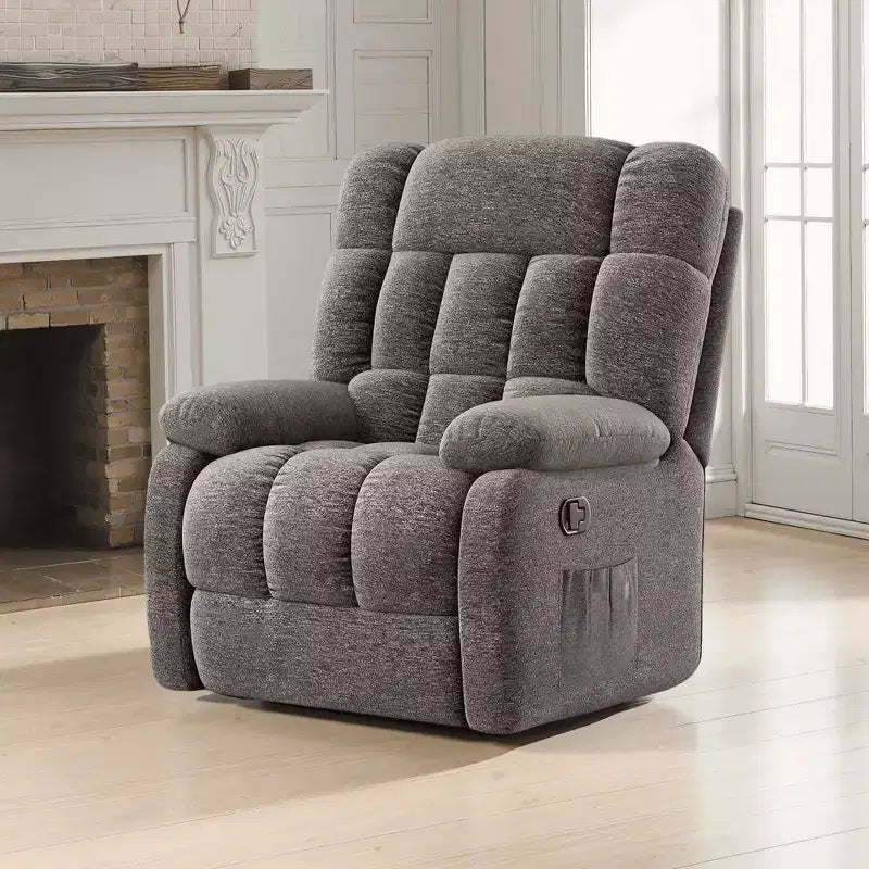 Poltrona Reclinabile Ergonomica Inclinazione Regolabile 110-160°, Poggiapiedi e Tasca Laterale per Soggiorno, Grigia