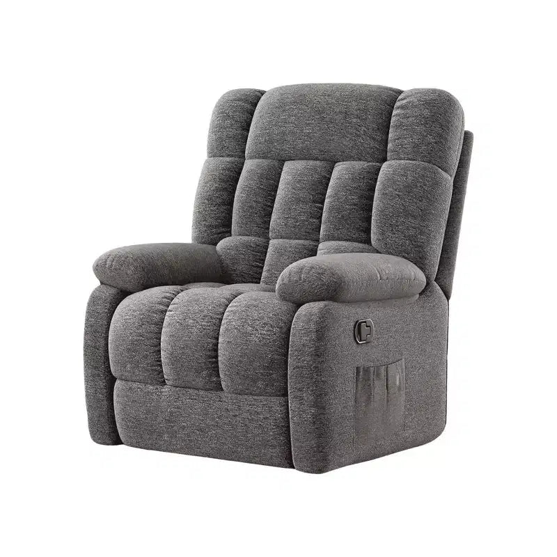 Poltrona Reclinabile Ergonomica Inclinazione Regolabile 110-160°, Poggiapiedi e Tasca Laterale per Soggiorno, Grigia