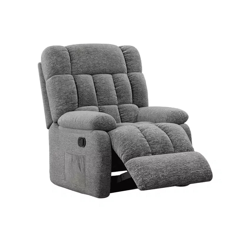 Poltrona Reclinabile Ergonomica Inclinazione Regolabile 110-160°, Poggiapiedi e Tasca Laterale per Soggiorno, Grigia