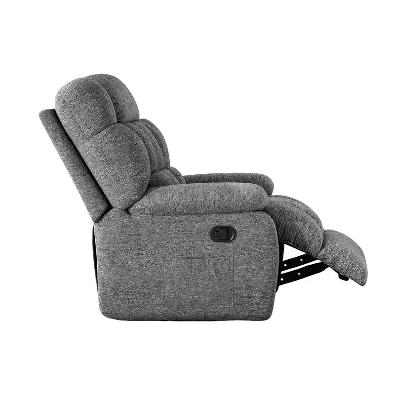 Poltrona Reclinabile Ergonomica Inclinazione Regolabile 110-160°, Poggiapiedi e Tasca Laterale per Soggiorno, Grigia