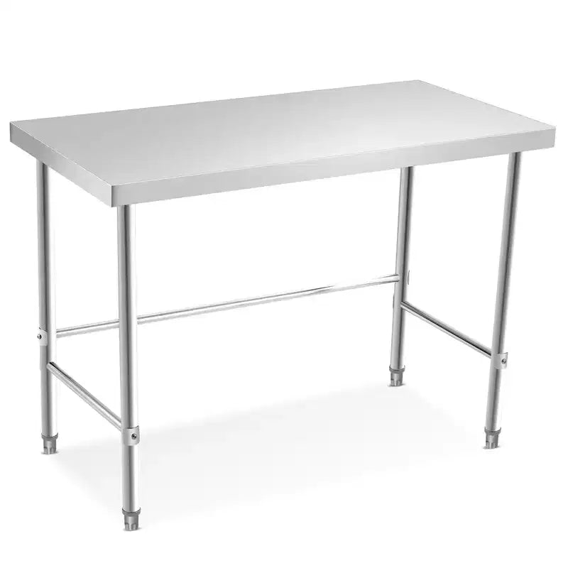 Tavolo in Acciaio Inox, Tavolo da Lavoro in Metallo con Piano in Acciaio Inox e Base Aperta per Ristoranti e Cucine
