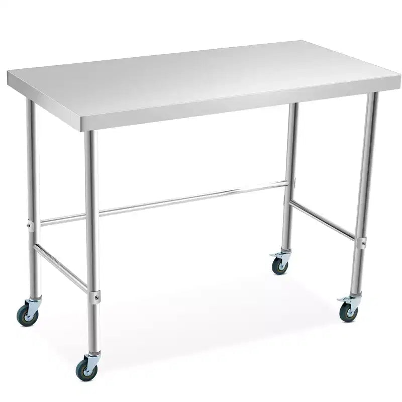 Tavolo in Acciaio Inox, Tavolo da Lavoro in Metallo con Piano in Acciaio Inox e Base Aperta per Ristoranti e Cucine