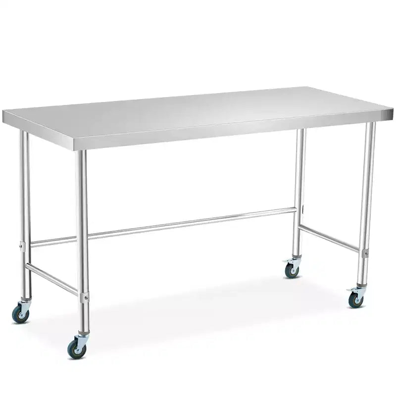 Tavolo in Acciaio Inox, Tavolo da Lavoro in Metallo con Piano in Acciaio Inox e Base Aperta per Ristoranti e Cucine