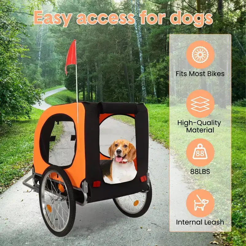 Rimorchio per bici per cani, passeggino da jogging - Convertibile per cani di taglia media/grande, capacità 40 kg, impermeabile, attacco universale per bici da 20-29 pollici