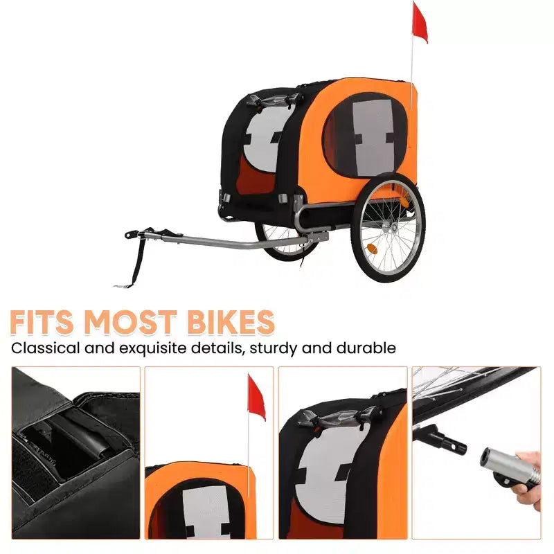 Rimorchio per bici per cani, passeggino da jogging - Convertibile per cani di taglia media/grande, capacità 40 kg, impermeabile, attacco universale per bici da 20-29 pollici