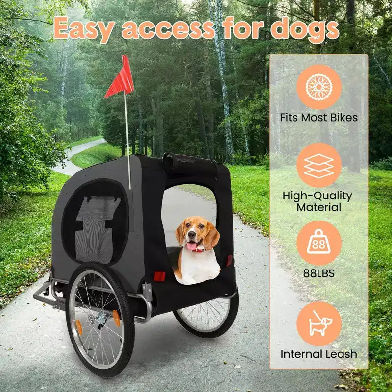 Rimorchio per bici per cani, passeggino da jogging - Convertibile per cani di taglia media/grande, capacità 40 kg, impermeabile, attacco universale per bici da 20-29 pollici