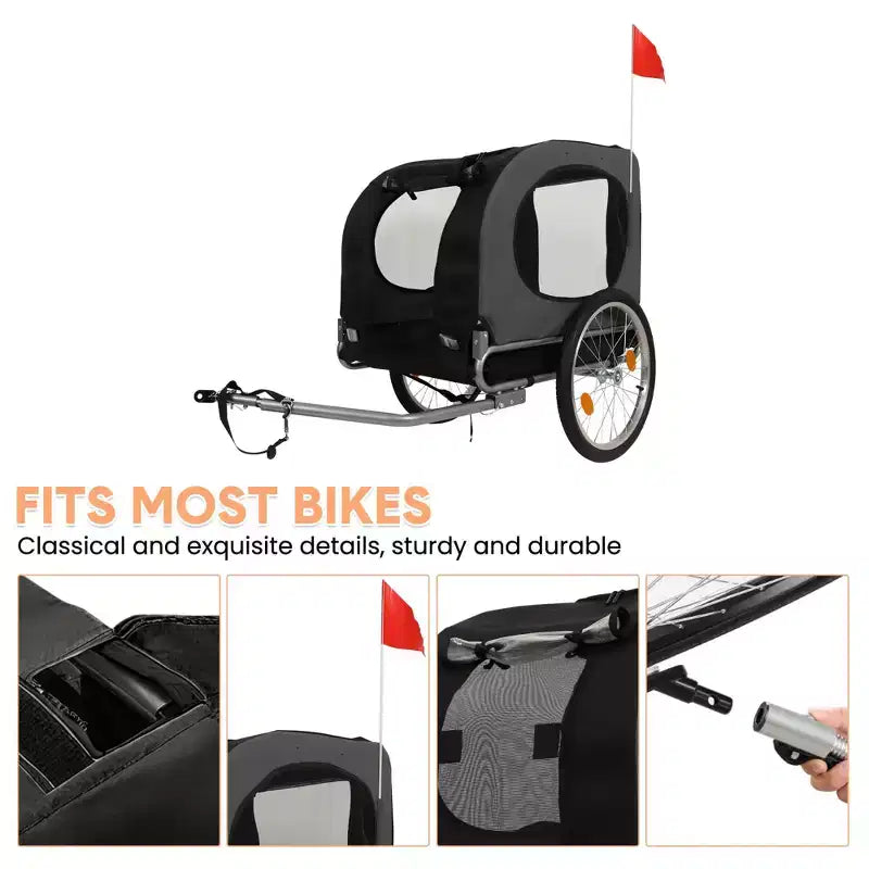 Rimorchio per bici per cani, passeggino da jogging - Convertibile per cani di taglia media/grande, capacità 40 kg, impermeabile, attacco universale per bici da 20-29 pollici