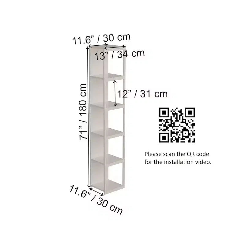 Libreria con Struttura in Metallo e 5 Ripiani, Alta 180 cm