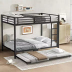 Letto a castello in metallo Twin XL su Twin XL con letto estraibile singolo nero