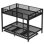 Letto a castello in metallo Twin XL su Twin XL con letto estraibile singolo nero
