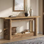 Lantine 63Farmhouse Console Table, Narrow Long Sofa Table Behind The Couch, 2-Tier Storage Entryway Furniture for Living Room