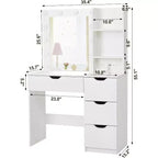 Toeletta con 4 cassetti, 2 ripiani, cassettiera moderna, camera da letto o spogliatoio