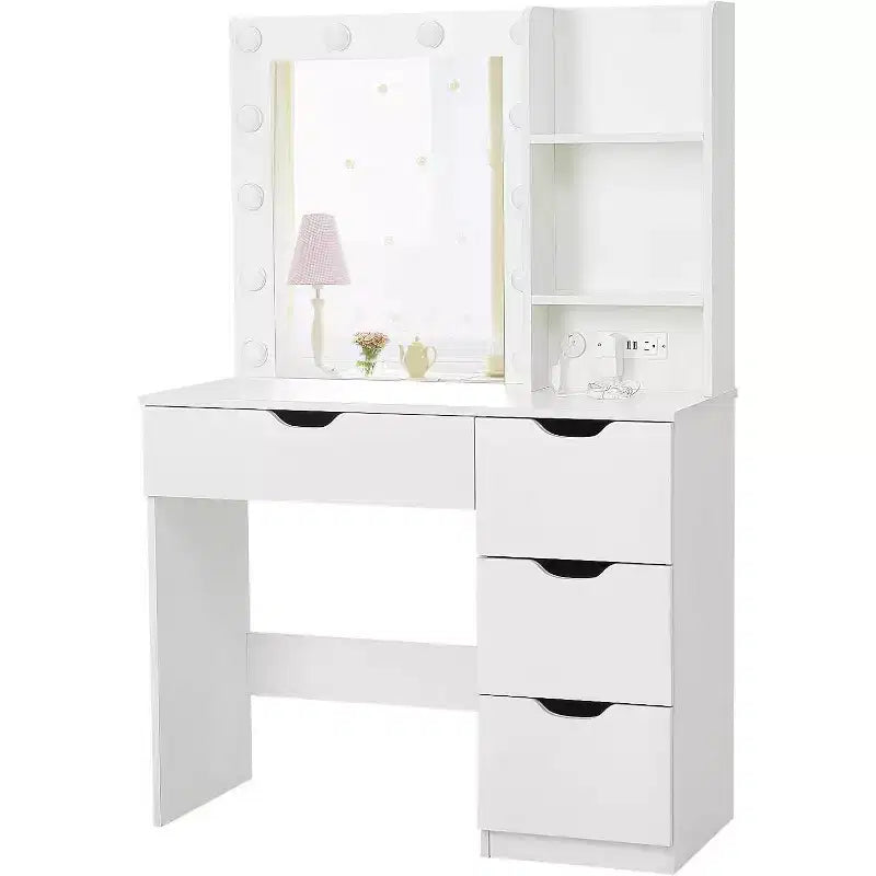 Toeletta con 4 cassetti, 2 ripiani, cassettiera moderna, camera da letto o spogliatoio