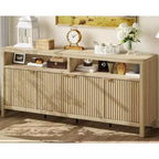Madia/credenza scanalata da 65,8 pollici con 4 ante, mobile contenitore per cucina, madia in legno per sala da pranzo, soggiorno, ingresso